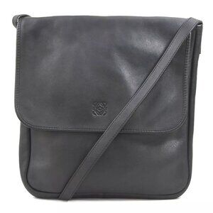 Auth LOEWE Anagram Crossbody Shoulder Bag Black Leather